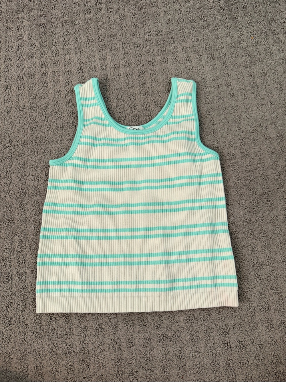 art class White and Aqua Striped Ribbed Tank Top